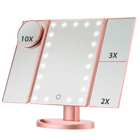 magicfly led lighted makeup mirror     magnifying mirror  led tri fold vanity mirror