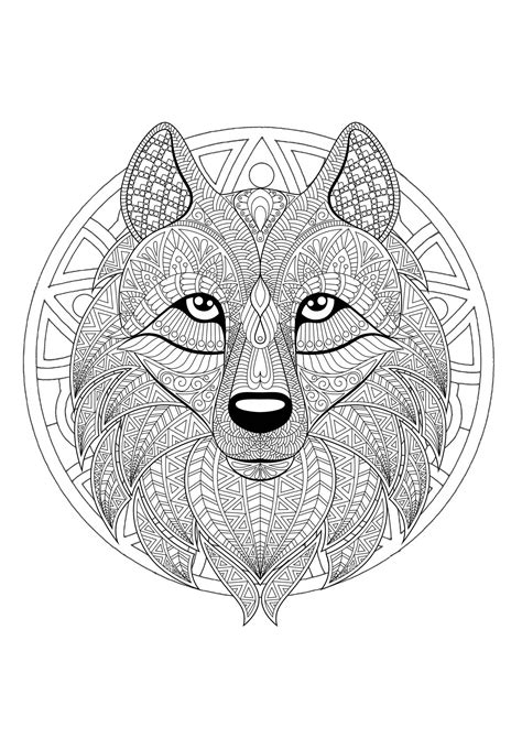 mandala  geometric patterns  wolf head full  complex details