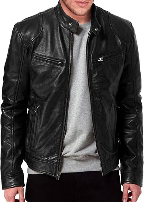 buy leather jackets  men leather motorcycle jacket men leather biker jacket men real