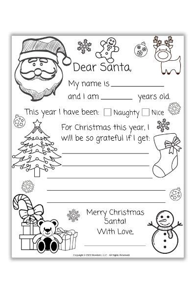 printable dear santa coloring pages  kids