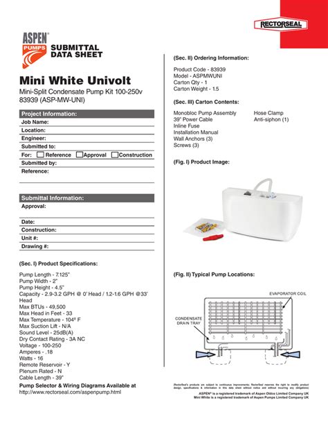 aspen mini white condensate pump wiring diagram wiring diagram