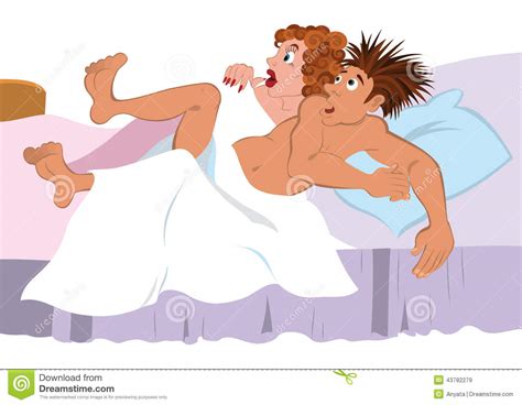 Cartoon Couple In The Bed Stock Vector Illustration Of People 43782279