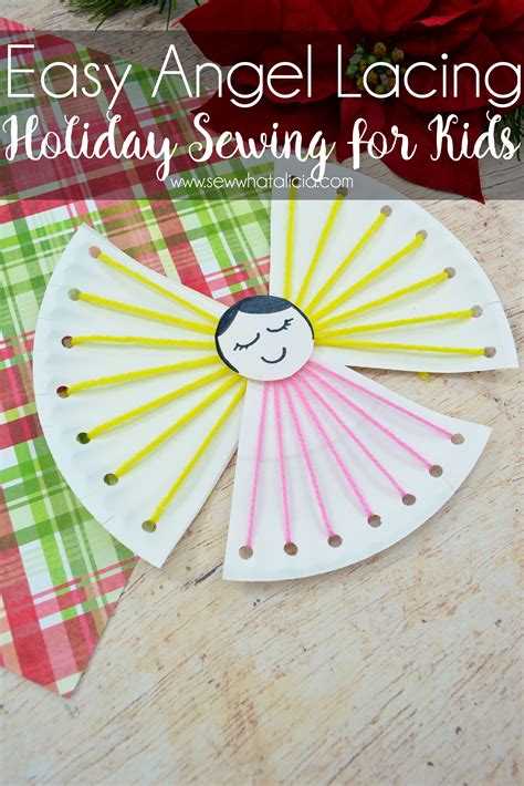 easy christmas crafts  kids angel lacing project sew  alicia