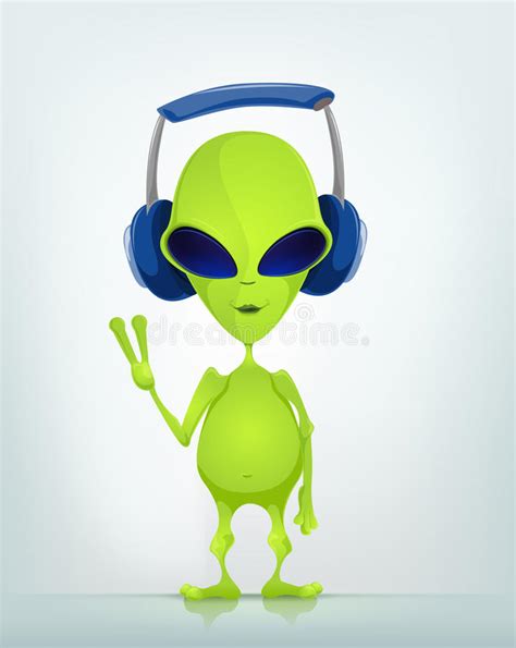 Alien In Headphones Listening To Music Vector Stock Vector