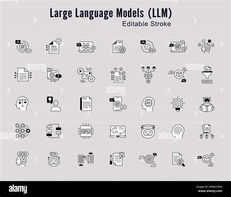 language model concepts  icon set ai nlp machine learning
