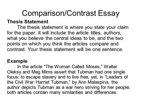 thesis statement  compare  contrast essay thesis