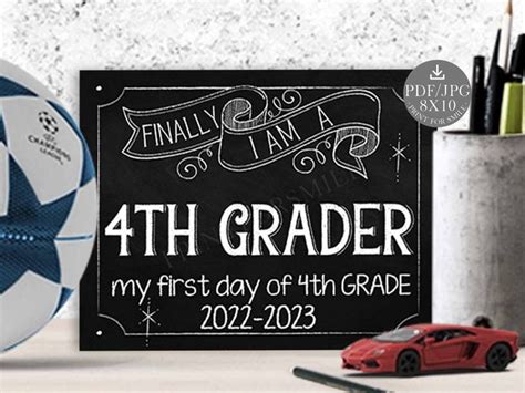 day  fourth grade sign  grade sign school chalkboard