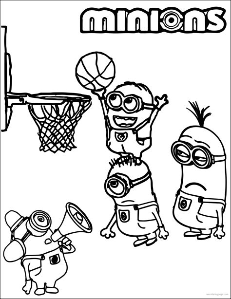 minion playing basketball coloring pages sports coloring pages