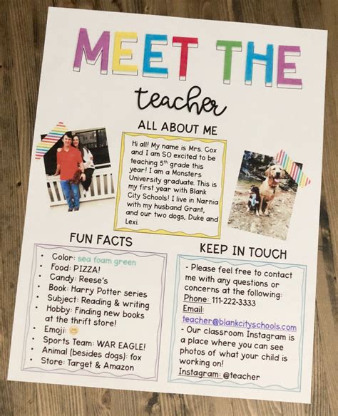 meet  teacher letter ideas