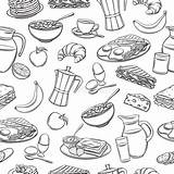 Colazione Mano Icone Pancakes Metta Lavagna Disegnata Cuciture Croissant Dibujados Fisuras Iconos Desayuno Patrones sketch template