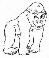 Gorilla Coloring Pages Stock Cartoon Baby Depositphotos Template Para Colorear Drawing Animales Kids Silverback Color Peligro Angry St2 Getdrawings Extincion sketch template