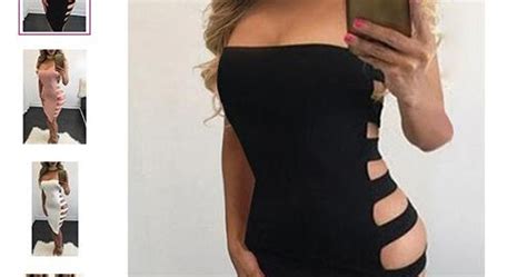 Sexy Asymmetrical Strapless Bodycon Dress Side Cutout