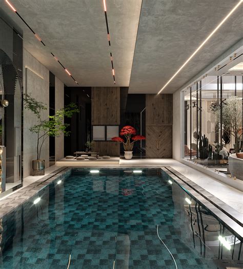 luxury modern indoor pool  behance