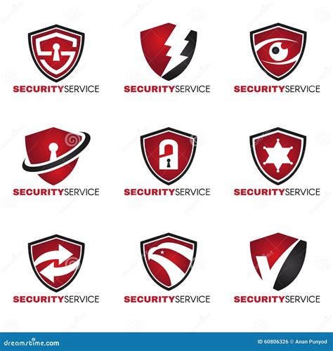 security logo  style red  black tone stock vector image