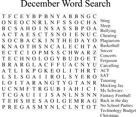 december word search  solution  bacc rag