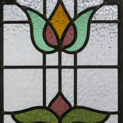 Floral Art Nouveau Stained Glass Panels From Period Home