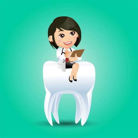 dentist cartoon vector sitting on teeth free download