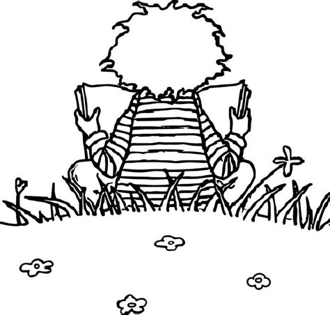 reading kid activity coloring page