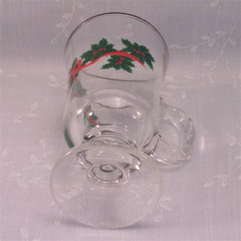 1980s Libbey Christmas Stemware Glass Vintage Footed