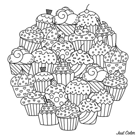 circle cupcakes cupcakes adult coloring pages