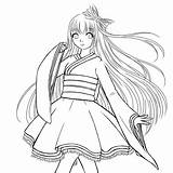 Coloring Pages Hair Girl Kimono Anime Long Cute Printable Wip Deviantart Color Template Drawing Sketch Mobile Getcolorings Print sketch template