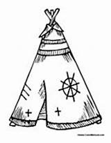 Coloring Pages American Kids Teepee Indian Printable Native Wood Pattern sketch template