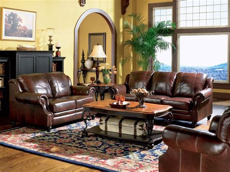 empire traditional living room furniture brown leather sofa couch
