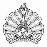 Thanksgiving Turkey Coloring Pages Printable Color Cute Sheets Fall Hand Mandala Doodles Clip Books Adult Drawing Adults Sheet Pattern Drawings sketch template