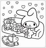 Kawaii Coloring Bunny Pages Print sketch template