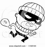 Burglar Clipart Cartoon Criminal Running Carrying Looking Back Sack Cash Coloring Robbers Thief Bank Cory Thoman Robbery Vector Girl Outlined sketch template