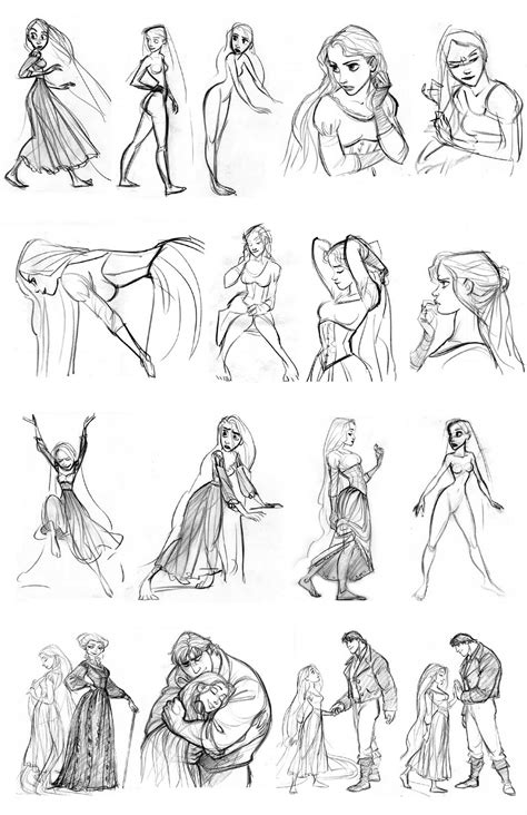Rapunzel Character Designs Expression Sheets Tangled