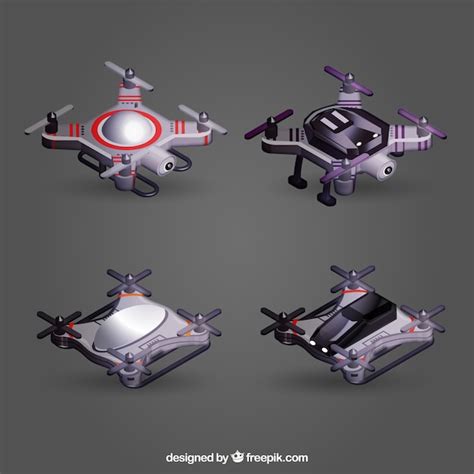 vector realistic top view drone set