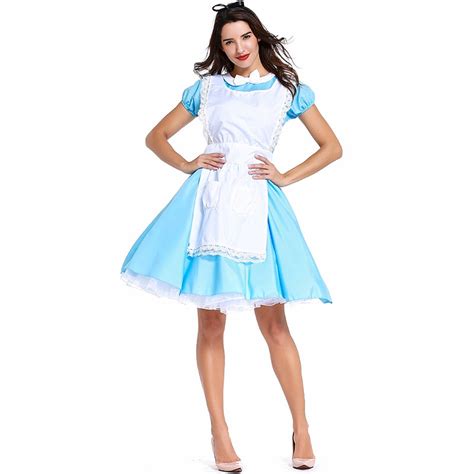 New Arrival Halloween Alice In Wonderland Cosplay Maid Dress Blue