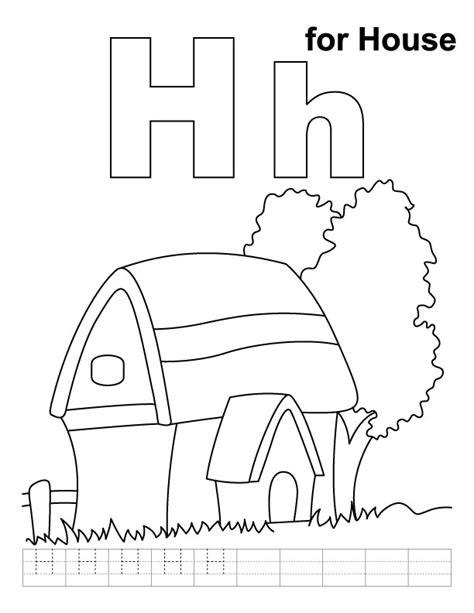 house coloring page  handwriting practice