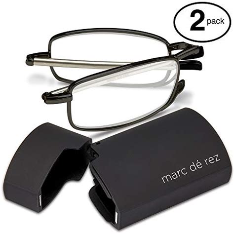 marc de rez foldable mini reading glasses 2 pack flip top cases