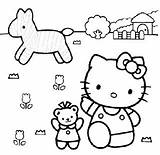 Coloring Kitty Hello Bear Pages sketch template