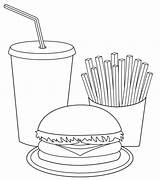 Coloring Burger Pages Food Fries Drinks Books Printable Dinks Chef Clocks Pampered Shrinky Embroidery Journals Machine Pretty Designs Color Colouring sketch template