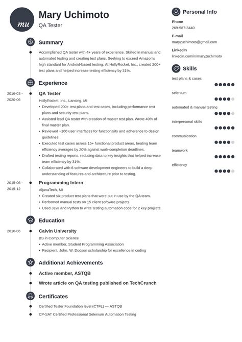 qa resume sample good resume examples