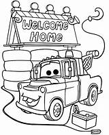 Mater Tow Welcome Coloring Cars Color Movie Cartoon sketch template
