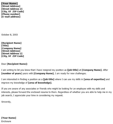 announcing  job search letter template  letters templates