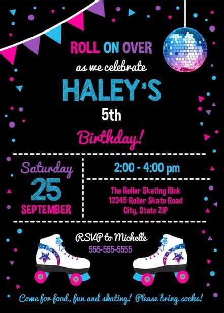 corjl  pi printable disco party roller skating birthday party