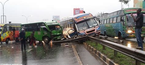 video accident involving  vehicles  thika road paralyses traffic