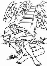Jacob Coloring Bible Heaven Pages Stairway Esau Story Drawing Stories School sketch template