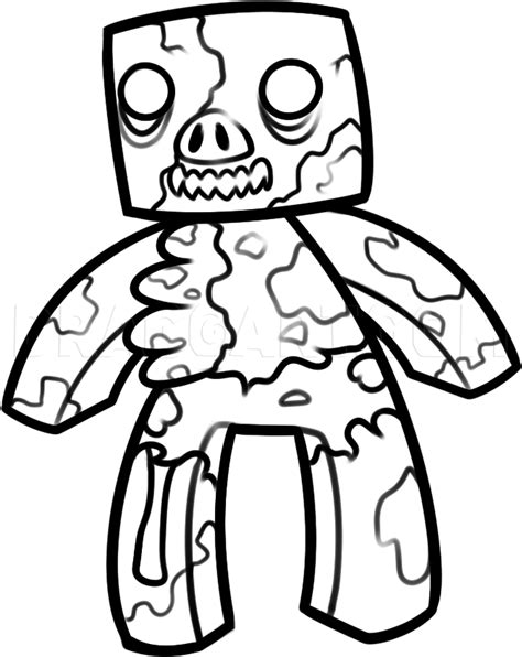 draw zombie pigman minecraft step  step drawing guide