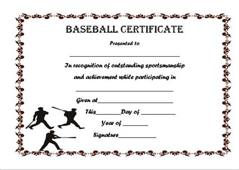 baseball certificate template word certificate templates birth