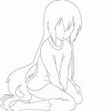 Anime Sad Girl Line Feel Use Deviantart Templates sketch template