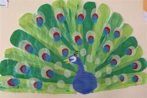 eric carle tissue paper peacock design for art themed month classroom