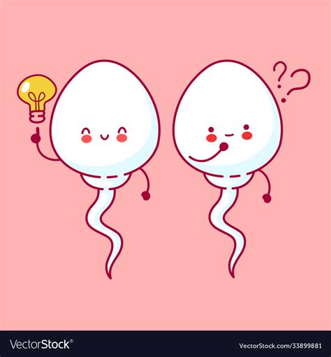 Cute Happy Funny Sperm Cell With Question Mark Vector Image