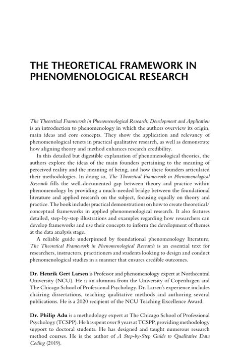 theoretical framework  phenomenological research