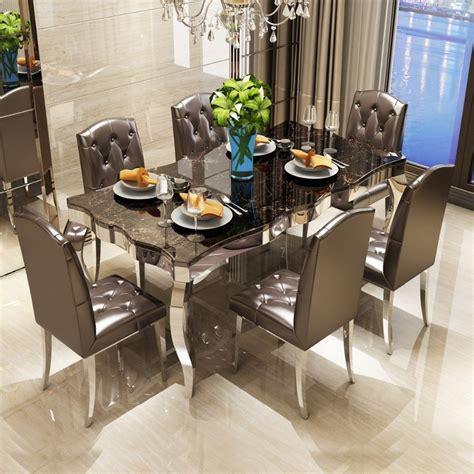 rama dymasty stainless steel dining room set home furniture modern